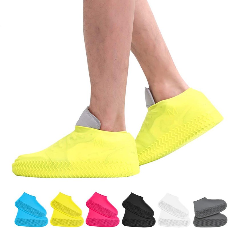 1 Cặp Vỏ Bọc Giày Đi Mưa Bằng Silicone Co Giãn Chống Trượt Chống Nước Có Thể Tái Sử Dụng