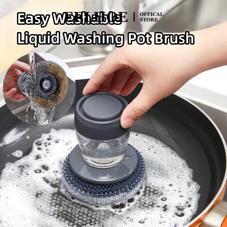 Eelhoe 2 Trong 1 Chất Lỏng Bàn Chải Nồi Với Bàn Chải Có Thể Tháo Rời Hộp Đựng Xà Phòng Bọt Biển Nhà Bếp Bàn Chải Rửa Chén Dụng Cụ Nhà Bếp Phụ Kiện