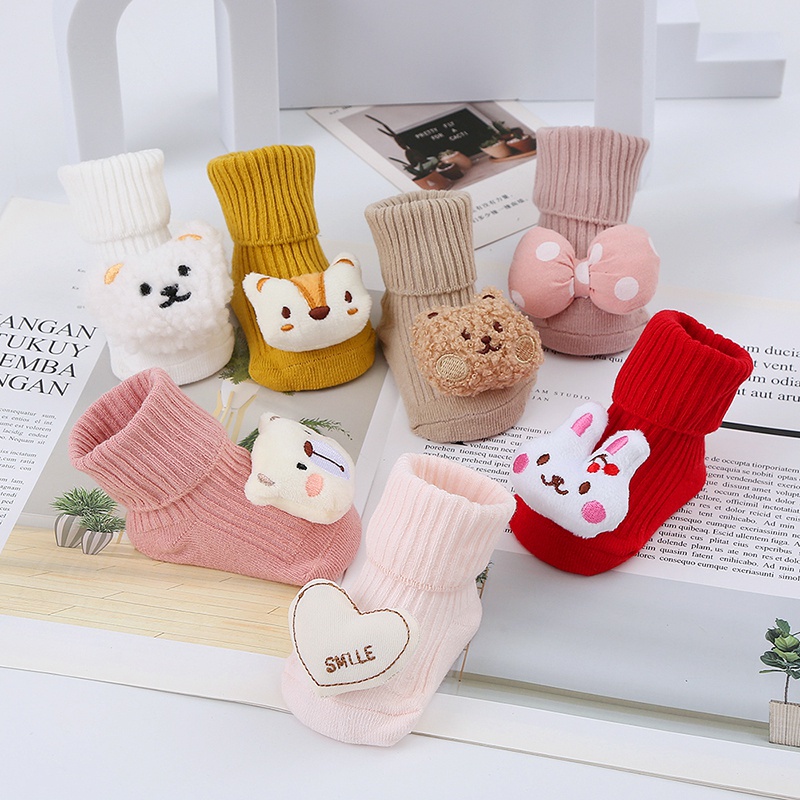 Vớ Cotton In Họa Tiết Thú Hoạt Hình Dễ Thương Cho Bé Sơ Sinh Từ 0-3 Tuổi