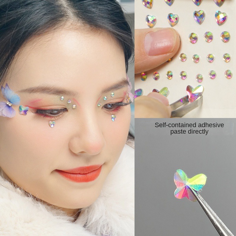 Miếng Dán Trang Trí Móng Tay / Trán Hình Bướm Đính Đá Xinh Xắn