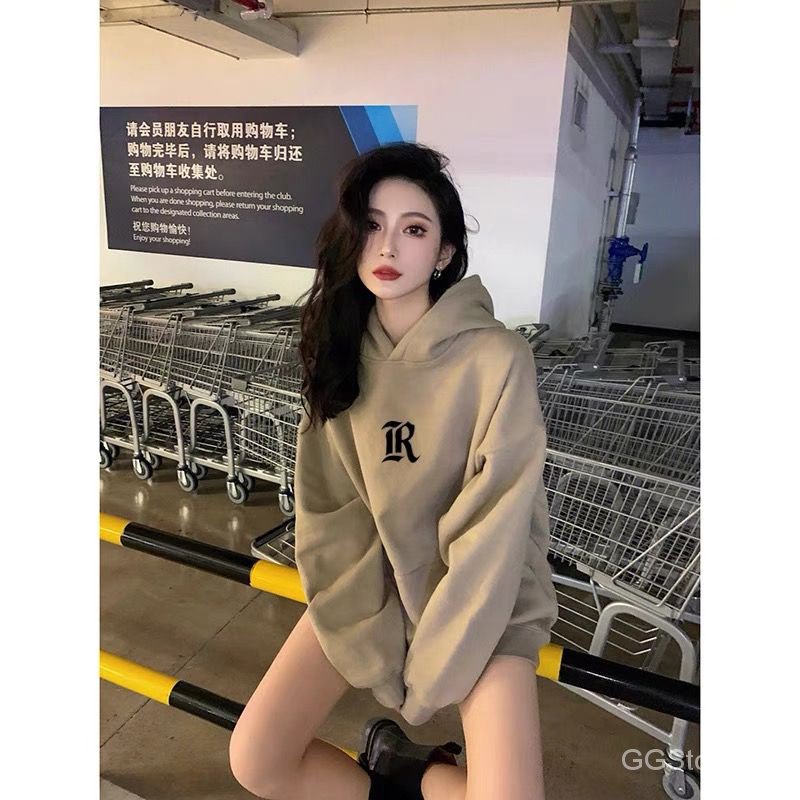 Áo Hoodie Bằng Lông Cừu Cỡ Lớn Phong Cách Retro Mỹ Thời Trang Cho Nữ