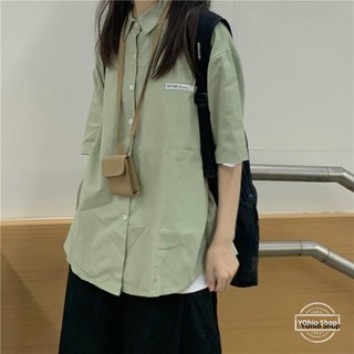 Áo sơ mi nữ cổ bẻ tay ngắn phong cách Nhật Bản thời trang xuân hè