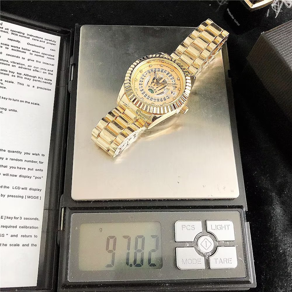 Đồng Hồ Rolex Mặt Tròn Đính Kim Cương Dây Da Thép Không Gỉ Thời Trang Cho Cặp Đôi