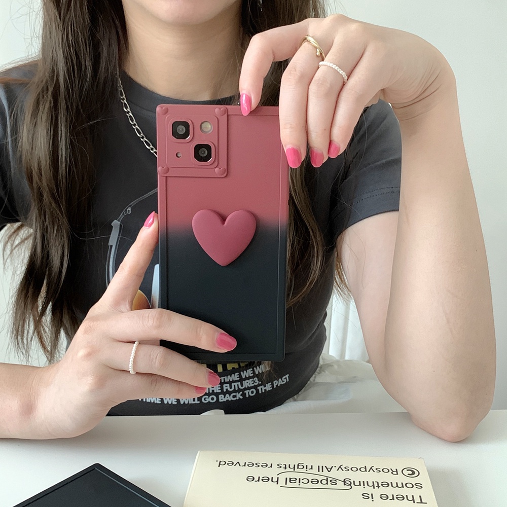 Ốp Điện Thoại Họa Tiết Trái Tim 3D Màu Gradient Cho iPhone 14 Pro Max 14Pro 14 13 Pro Max 12 Pro Max 11