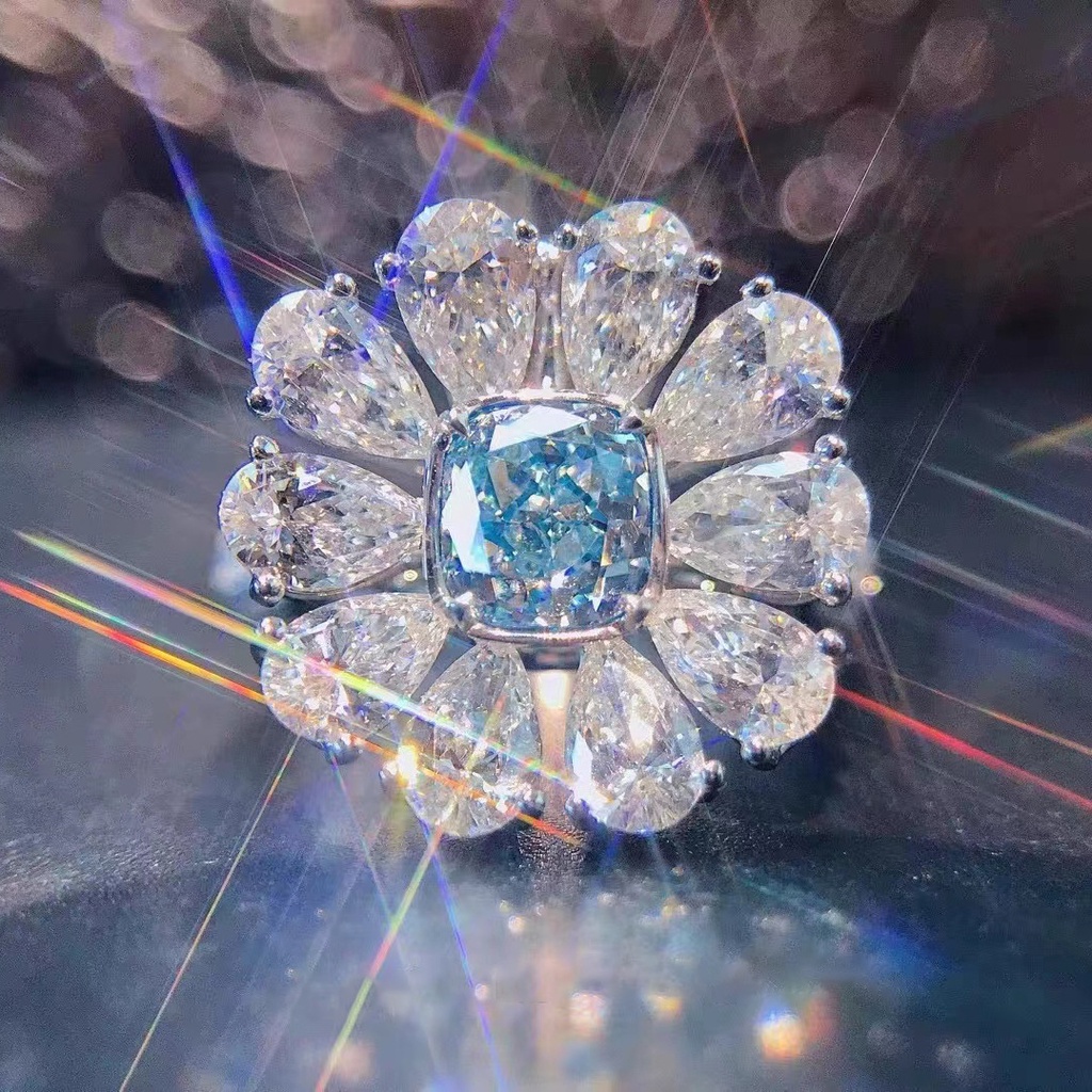 Nhẫn Bạc Đính Đá Sapphire Sang Trọng Cho Nữ