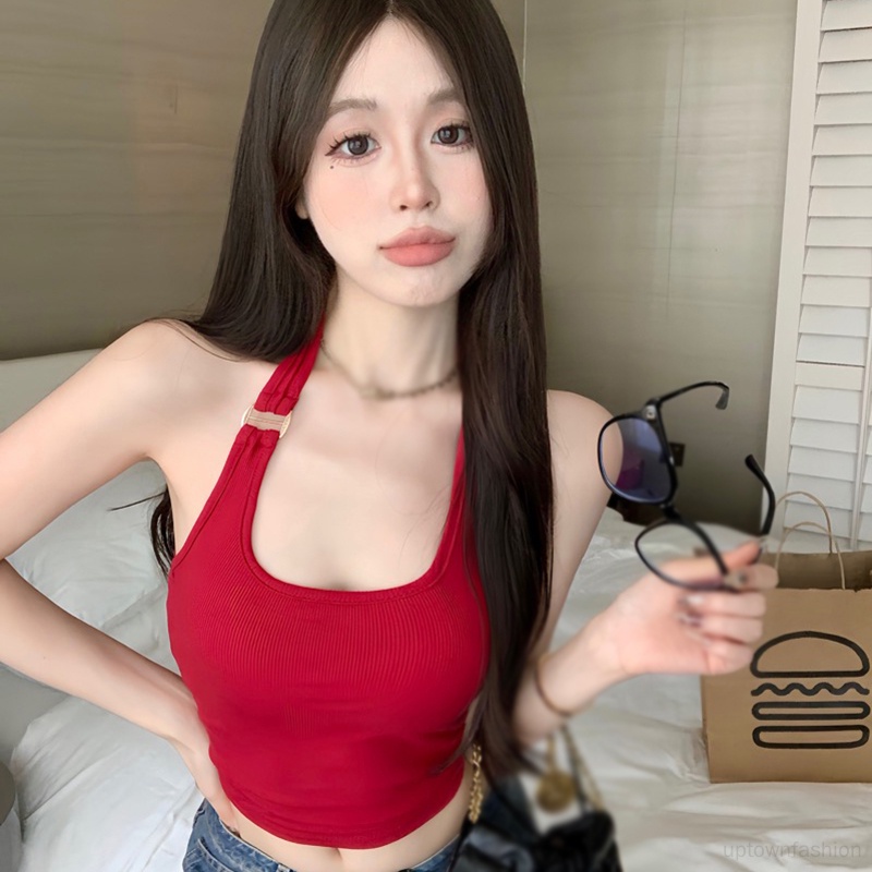 Áo Hai Dây Dáng Ngắn Hở Lưng Trọng Lượng Nhẹ Và Thoáng Khí Chất Lượng Cao Quyến Rũ