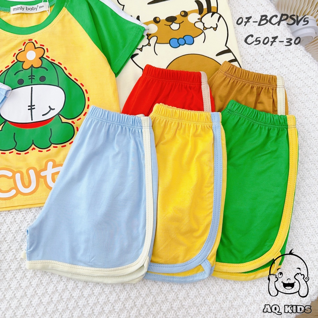 Bộ Cộc Tay Minlybaby Vải Thun Lạnh, Đồ Bộ Mùa Hè Bé Trai Hàng Chính Hãng - Unibaby - BCPSV5