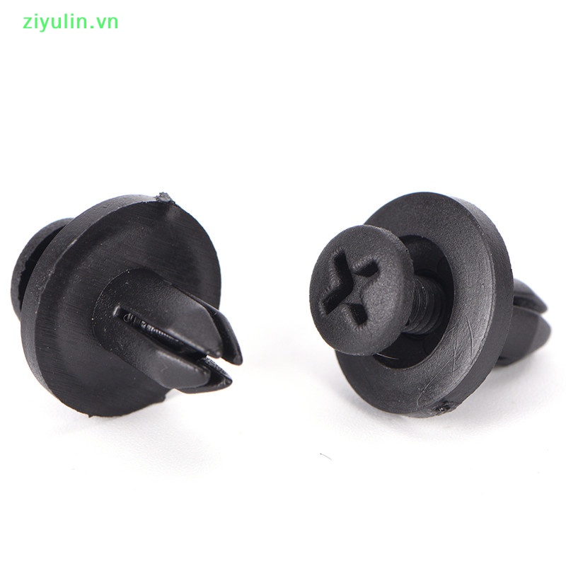 FENDER 50 Đinh Tán Nhựa 6Mm Màu Đen Cho Lá Chắn Bùn Xe Hơi vn