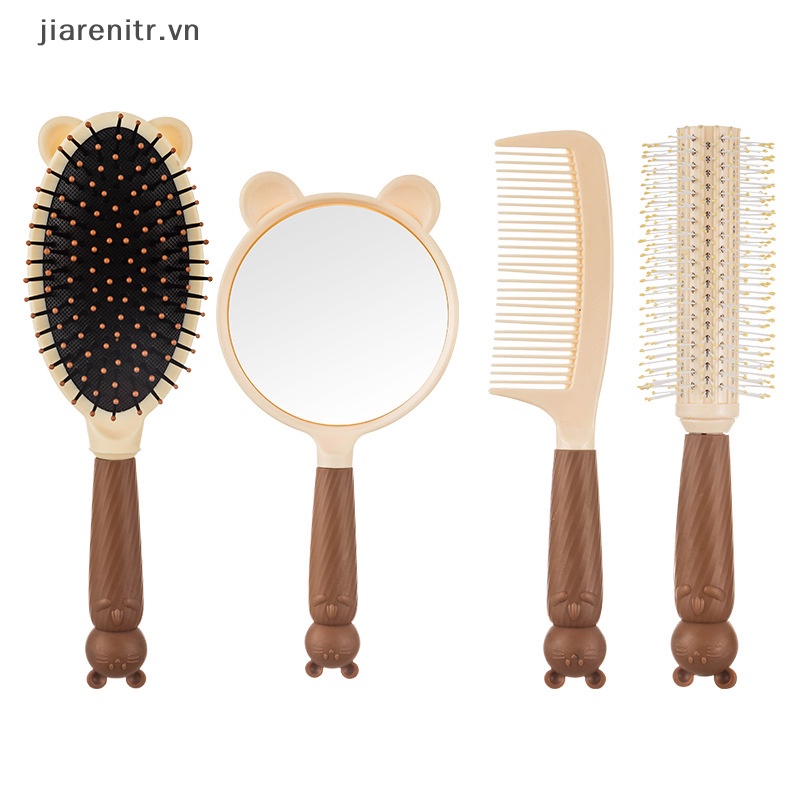Ji Bộ Gương Trang Điểm Cầm Tay Không Góc massage Đầu Không Thắt Nút Hình Bia Dễ Thương Cung Cấp Điện vn