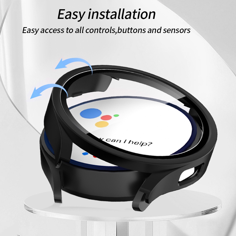Ốp Bảo Vệ Bằng PC Cứng + Kính Cường Lực Cho Đồng Hồ Thông Minh Samsung Galaxy Watch 6 / 5 / 4 40mm 44mm 6 Classic 47mm 43mm