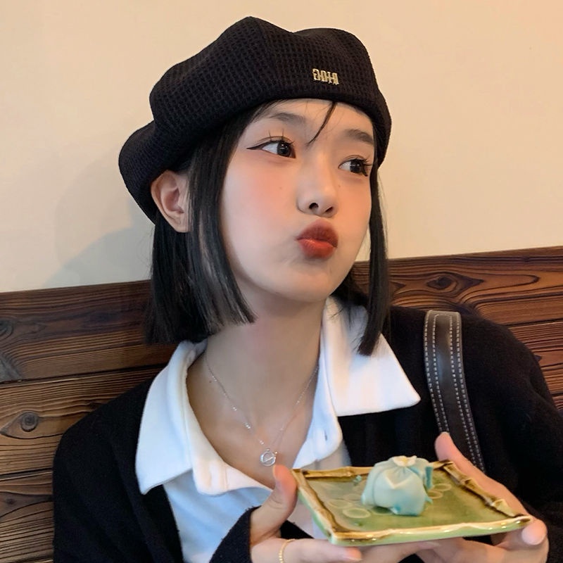 Mũ Beret Đính Nhãn Kim Loại Đa Năng Thời Trang Và Đa Năng