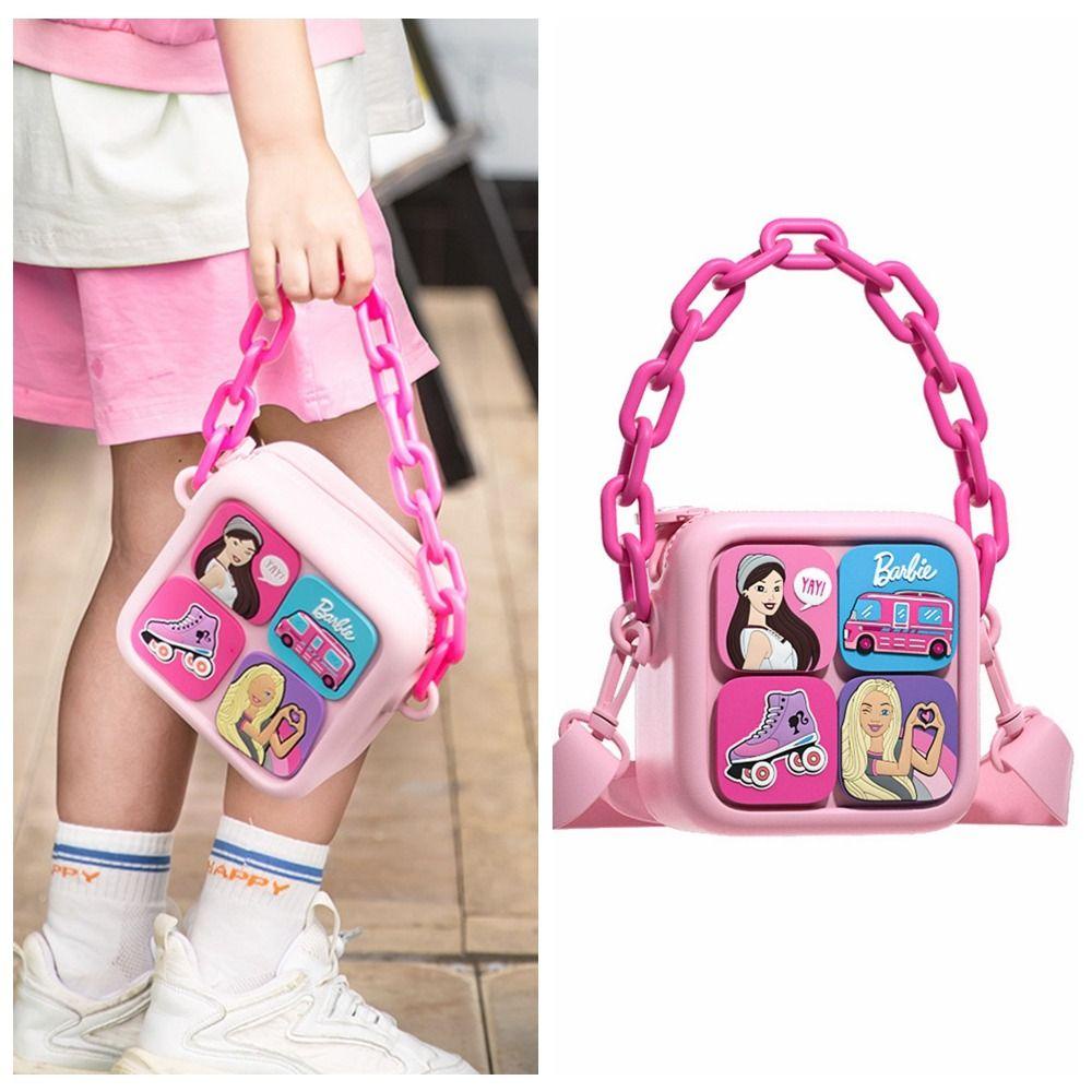 Shanhai Túi Đeo Chéo Vai Hình Búp Bê barbie Hoạt Hình Màu Hồng Có Dây Xích Thời Trang Cho Bé Gái