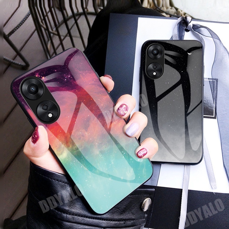 Ốp điện thoại kính cường lực cho oppo reno 10 pro plus pro + a98 a78 4g 5g Ốp điện thoại mỏng hard starry sky vỏ chống sốc dy
