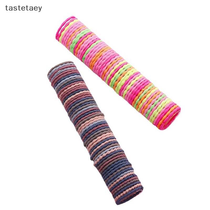 Ngon 50 cái kẹo màu mũ trùm đầu mini dây buộc tóc đàn hồi cao scrunchie dây cao su dễ thương cho bé gái trẻ em thời trang phụ kiện tóc en
