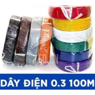 Dây điện đơn 0.3 - 0.5 lõi đồng các mầu, dây điện 0.3mm - 0.5mm cuộn 5 mét