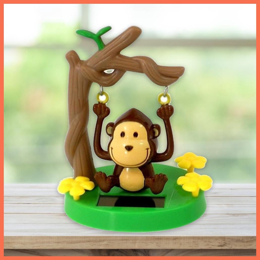 Xe khỉ trang trí xe chạy bằng năng lượng mặt trời khỉ trang trí swinging animated bobble dancer toy car decor kids girl burbvn