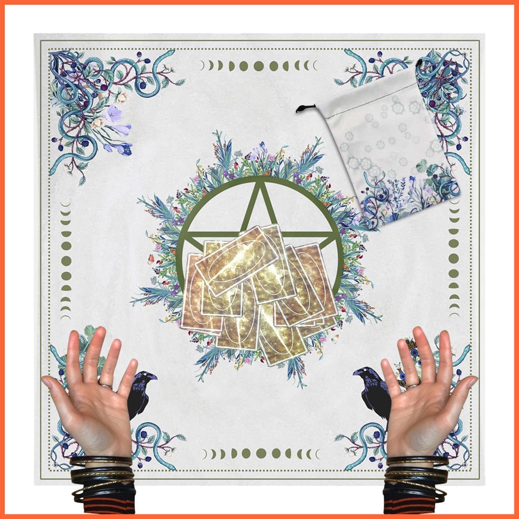 Bảng tarot vải bàn thờ ngôi sao năm cánh màu xanh lá cây tiên tri bói toán bảng tấm thảm vải thiên thể bộ bài tarot alter square chunvn