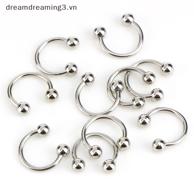 10 cái thanh hình móng ngựa bằng thép không gỉ lip nose septum ear ring stud set.