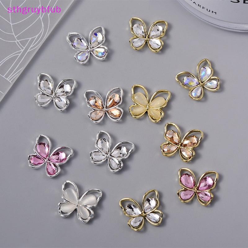 Sthb 5 cái thiết kế mới rỗng bướm móng tay ch đồ trang sức 14,5x13mm bướm móng tay hợp kim thạch cho móng tay nguồn cung cấp 3d vn