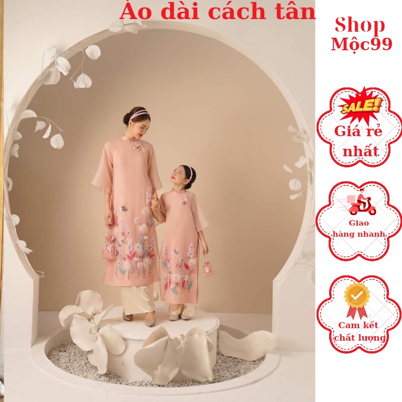 🥰 Sét áo sài mộc trà mẹ bé kết hoa nổi bật cao cấp hàng thiết kế bán sỉ rẻ toàn sàn