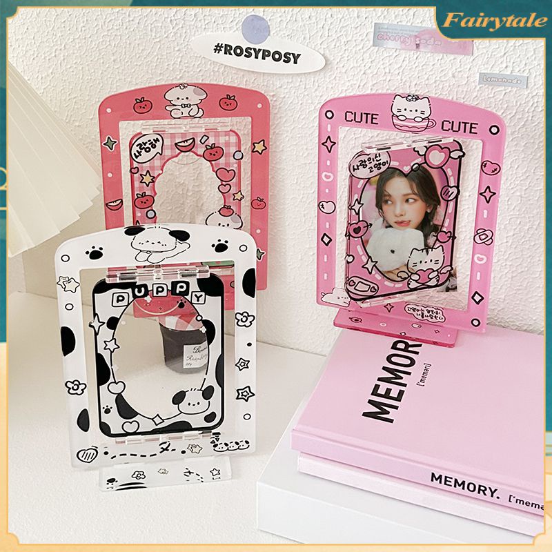 ☢ Đế trưng bày thẻ có thể xoay Giá đỡ Photocard Khung ảnh acrylic 3 inch Bao đựng thẻ Bảo vệ ảnh Trang trí máy tính để bàn