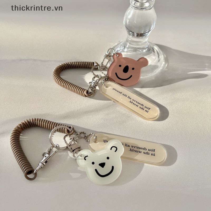 Thi anti-loss spring rope mặt dây chuyền cô gái gấu nhỏ dễ thương acrylic móc chìa khóa thiết kế thời trang túi quyến rũ phụ kiện ba lô treo vn