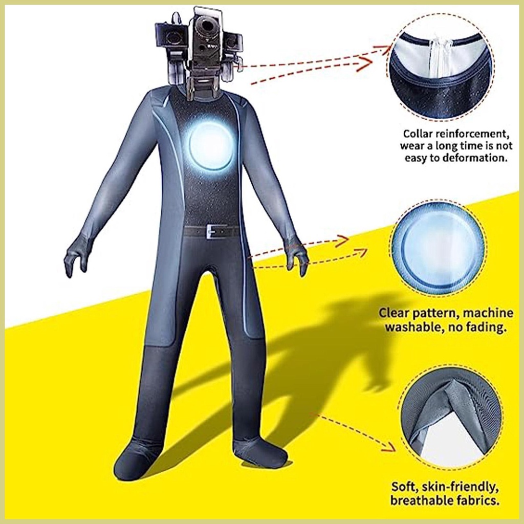 Skibidi toilet tv man cosplay bodysuit / titan cameraman trang phục cho trẻ em  aseavn