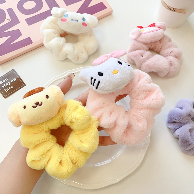 ☢ Dây buộc tóc sang trọng Sanrio Kawaii Anime Hello Kitty Dây buộc tóc My Melody Dây cao su Băng đô trang điểm dễ thương Vòng tóc gội Phụ kiện tóc Quà tặng