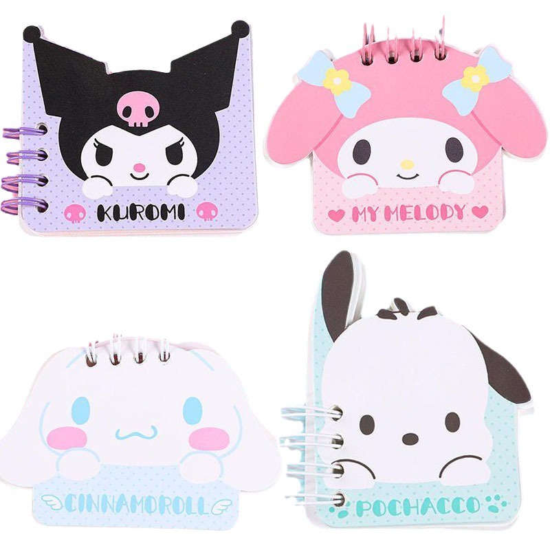 Kawaii dễ thương sanrio mini memo note book phim hoạt hình notepad di động kuromi mymelody cinnamoroll coil book sách dòng ngang trang màu món quà giáng sinh cho trẻ em