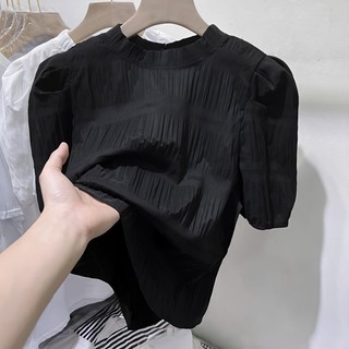 Áo Kiểu chiffon Tay Phồng Ngắn Thời Trang Mùa Hè Cho Nữ
