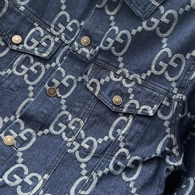 ❤️❤️Sn sàng & sn sàng❤️❤️ Gucc *** denim jacket nam thêu jeans wear ladies long-sleeved couples top