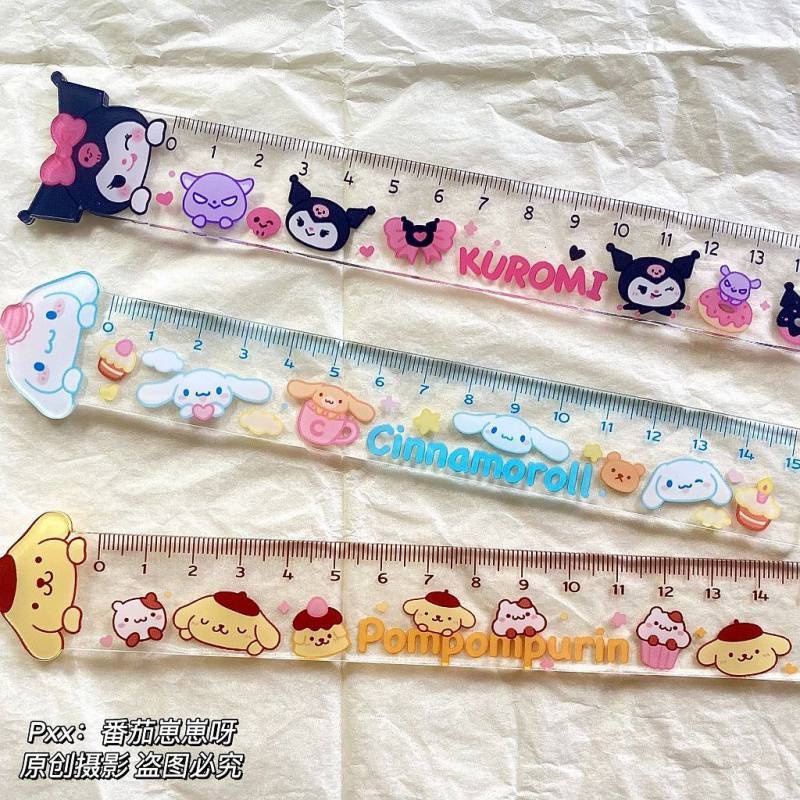 Sanrio melody kuromi cinnamoroll dễ thương thước 15cm hellokitty acrylic thước trong suốt quà tặng văn phòng phẩm cho học sinh