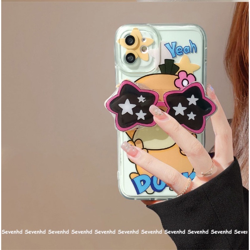 Tương thích cho iphone 14 13 12 11 pro max se2020 x xr xs max 7 8 6 6s plus angel eyes phone case with sunglasses holder ins cartoon cute pikachu protective cover