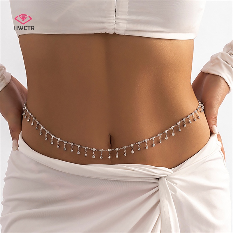 Thắt lưng HWETR dạng chuỗi tua rua đính đá zircon kim cương giả thời trang dành cho nữ