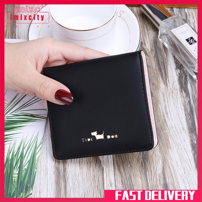 Imixcity phong cách ngắn hình mèo dễ thương 2 ví gấp cho nữ sinh viên