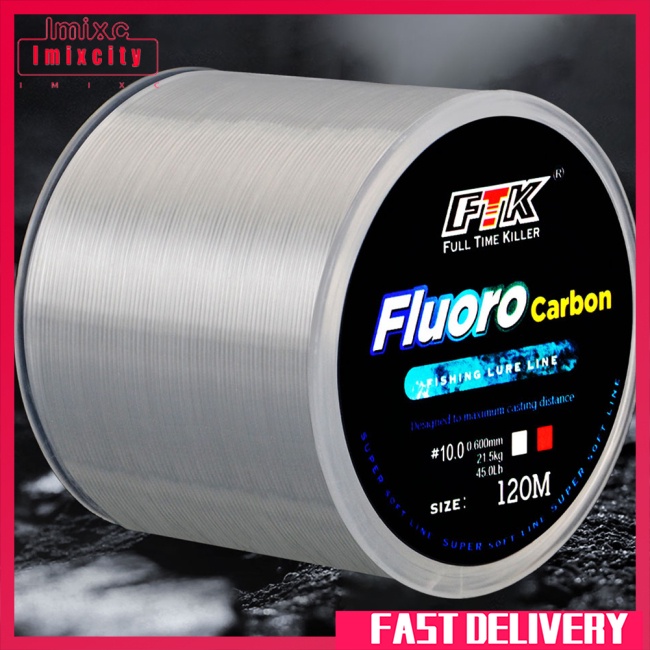 Imixcity 1 cuộn dây câu cá tráng fluorocarbon 120m 5lb-34lb dòng chính dòng phụ câu cá lure chìm