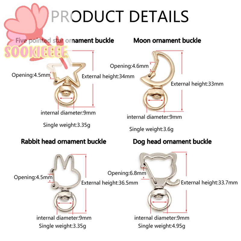 5 cái dễ thương cá nhân hóa móc khóa móc kích hoạt kẹp khóa xoay tôm hùm clasp keychain túi xách tay phụ kiện xe làm đồ trang sức