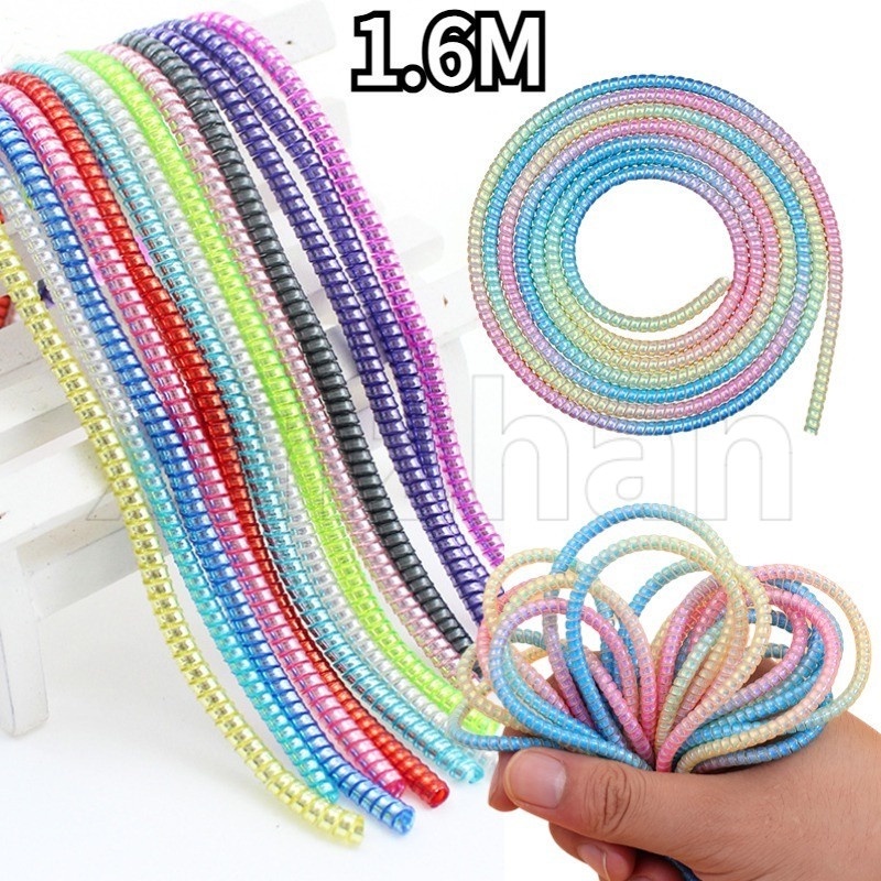 Bộ bảo vệ dây cáp xoắn ốc màu gradient 1,6m / bộ trang trí đường dữ liệu bọc đa năng / bộ tổ chức dây quấn dây / thích hợp cho tổ chức dây cáp