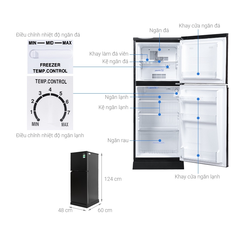 Tủ lạnh Aqua T150FA 130 lít  - Hàng Chính Hãng