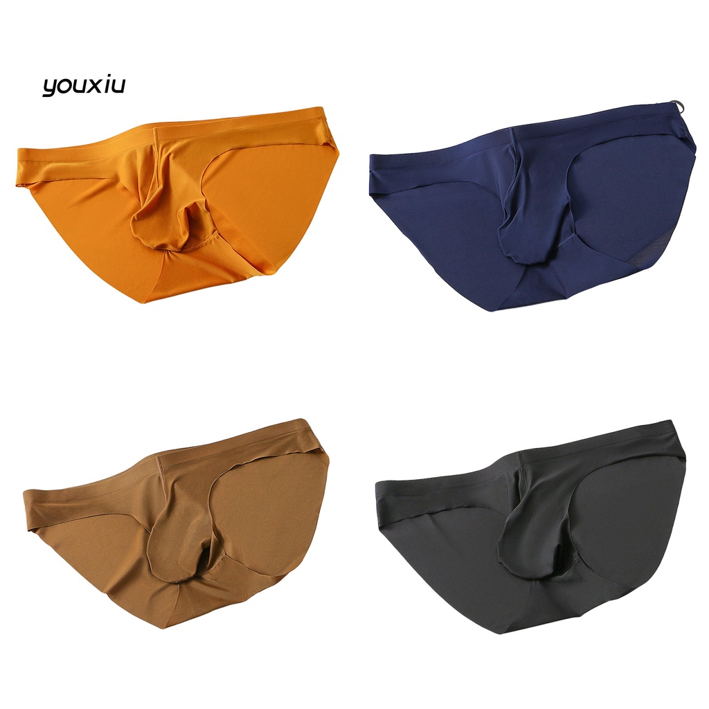 Yfp u lồi màu rắn liền mạch quần sịp nam ice silk mid-eo đồ lót nam