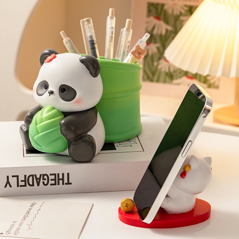 Giá Đỡ Bút / Mỹ Phẩm Hình Gấu Trúc Sáng Tạo Trang Trí Bàn Làm Việc / Học Sinh / Làm Quà