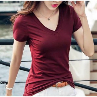 Áo thun giấy trơn cổ tim form vừa hàng đẹp mẫu mới phong cách hàn quốc thoáng mát bán chạy giá rẻ hiện đại GYZ