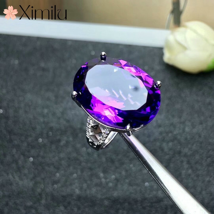 Sản phẩm mới tính khí thạch anh tím hình bầu dục đầy màu sắc kho báu nữ trang sức sang trọng