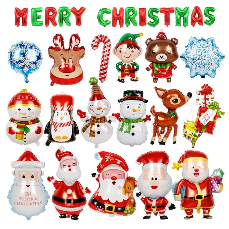 giáng sinh santa claus snowman gingerbread man film balloon xmas tree elk foil ballon merry christma party decor happy new year party nguồn cung cấp quả cầu