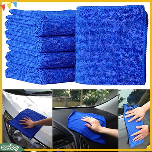 <cowboy> 5 cái màu xanh lam thấm hút mềm giặt vải chăm sóc ô tô khăn lau sợi nhỏ