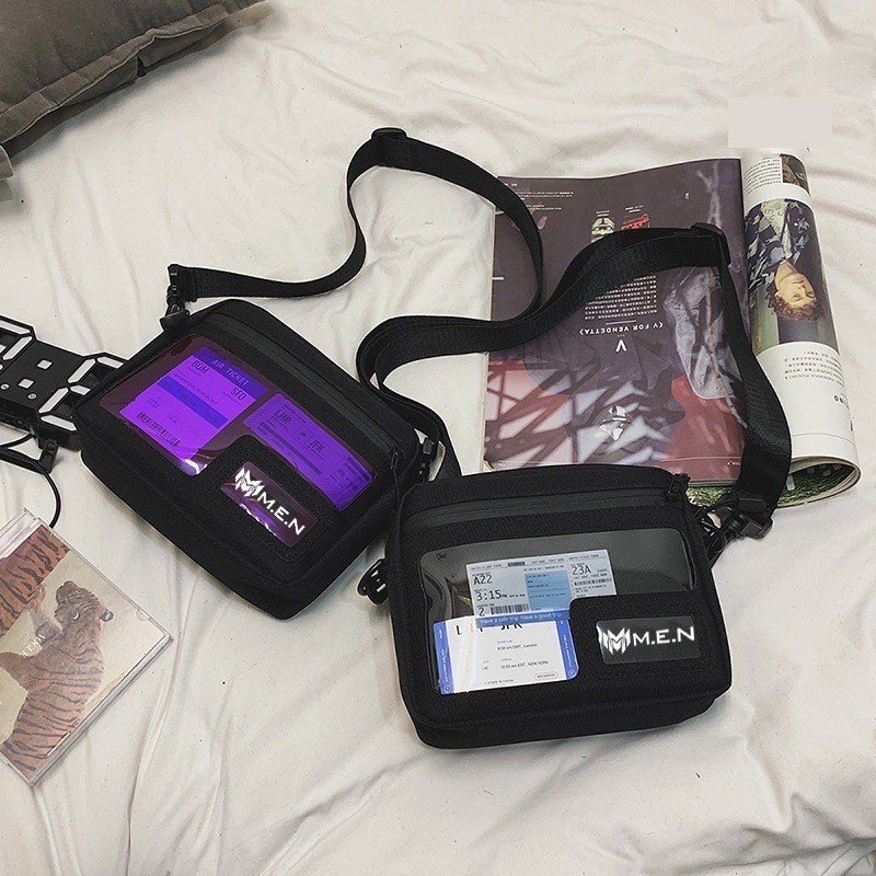 Túi đeo chéo thời trang trơn đen ngầu coolbaag kiểu dáng đi chơi phượt nhiều ngăn