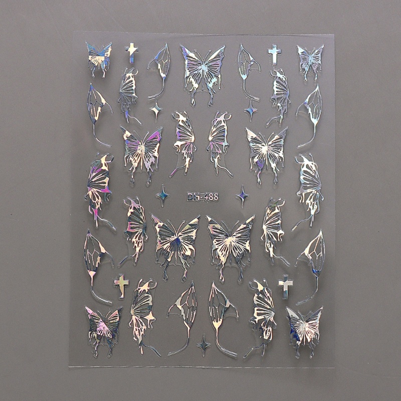 Richh Set 6 Tấm Sticker Dán Móng Nghệ Thuật diy Hình Bướm