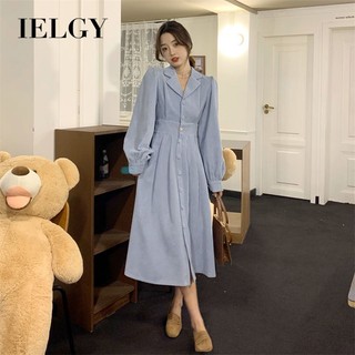 IELGY Corduroy Nữ Phong Cách Pháp Váy Dài Nữ