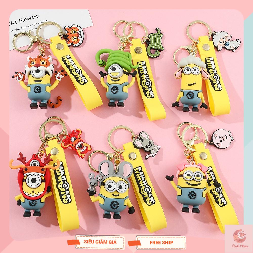 Móc khóa Minion 12 con giáp dễ thương móc treo chìa khóa balo túi xách làm quà tặng, nhựa PVC cao cấp