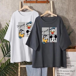 MR [plus Size] (Mặc Được 150kg) Áo Thun Tay Ngắn Cổ Tròn Cỡ Lớn Phong Cách Đường Phố Hàn Quốc